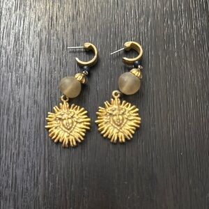 Vintage Gold Celestial Earrings with Sunburst Design